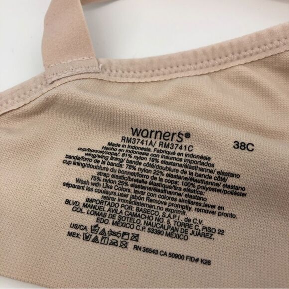 Warners Elements of Bliss‎ Smoothing Support Seamless Band Wireless Bra 38C Nude - Picture 10 of 12